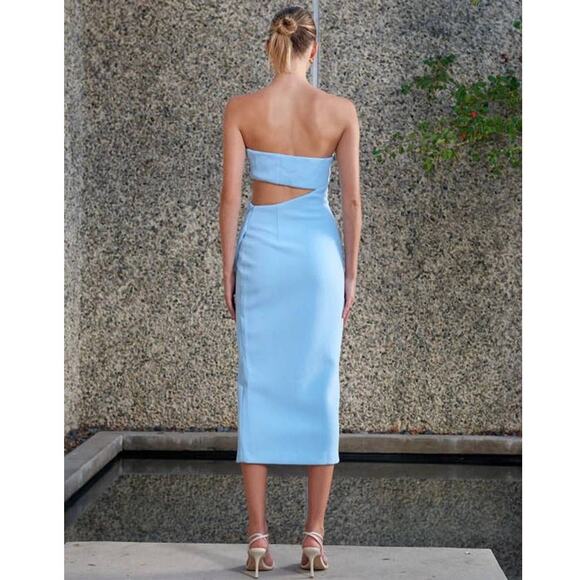 Misha Medora Strapless Cutout Midi Dress Women's 12 Powder Blue NWT - Picture 9 of 10